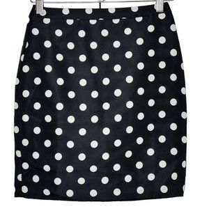 Loft petite navy blue white polka dots straight skirt